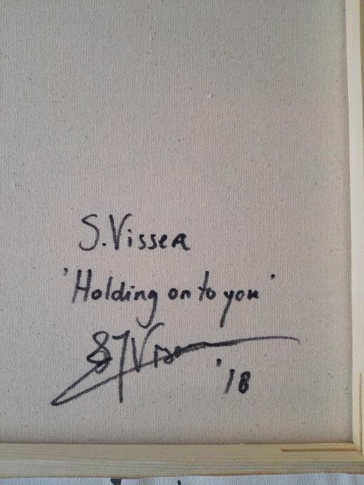 "Holding on to you " Acrylschilderij van Suzanne Visser, 100 cm x 80 cm