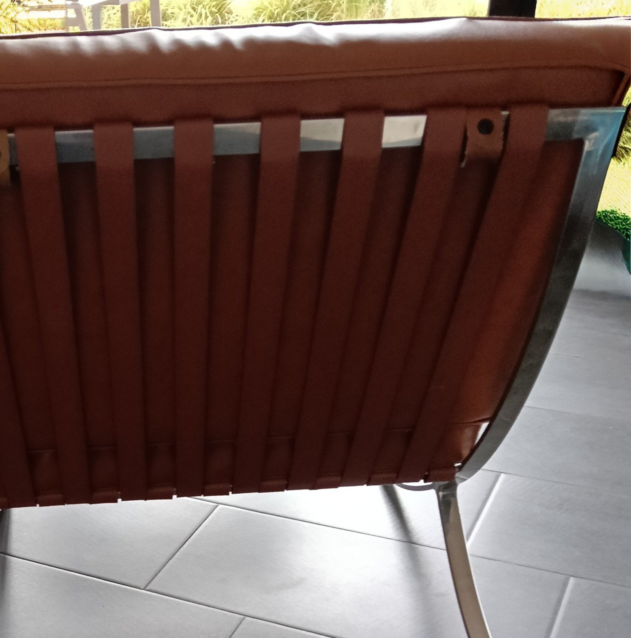 Lederen Lounge chair " Barcelona" met hocker