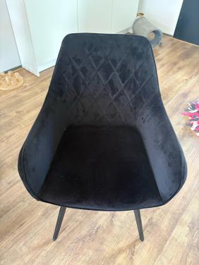 Set van 4 zwarte velours eetkamerstoelen