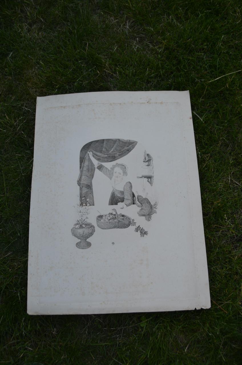 9 Staalgravures 19e eeuws Stadia van een schilderij van Gerard Dou