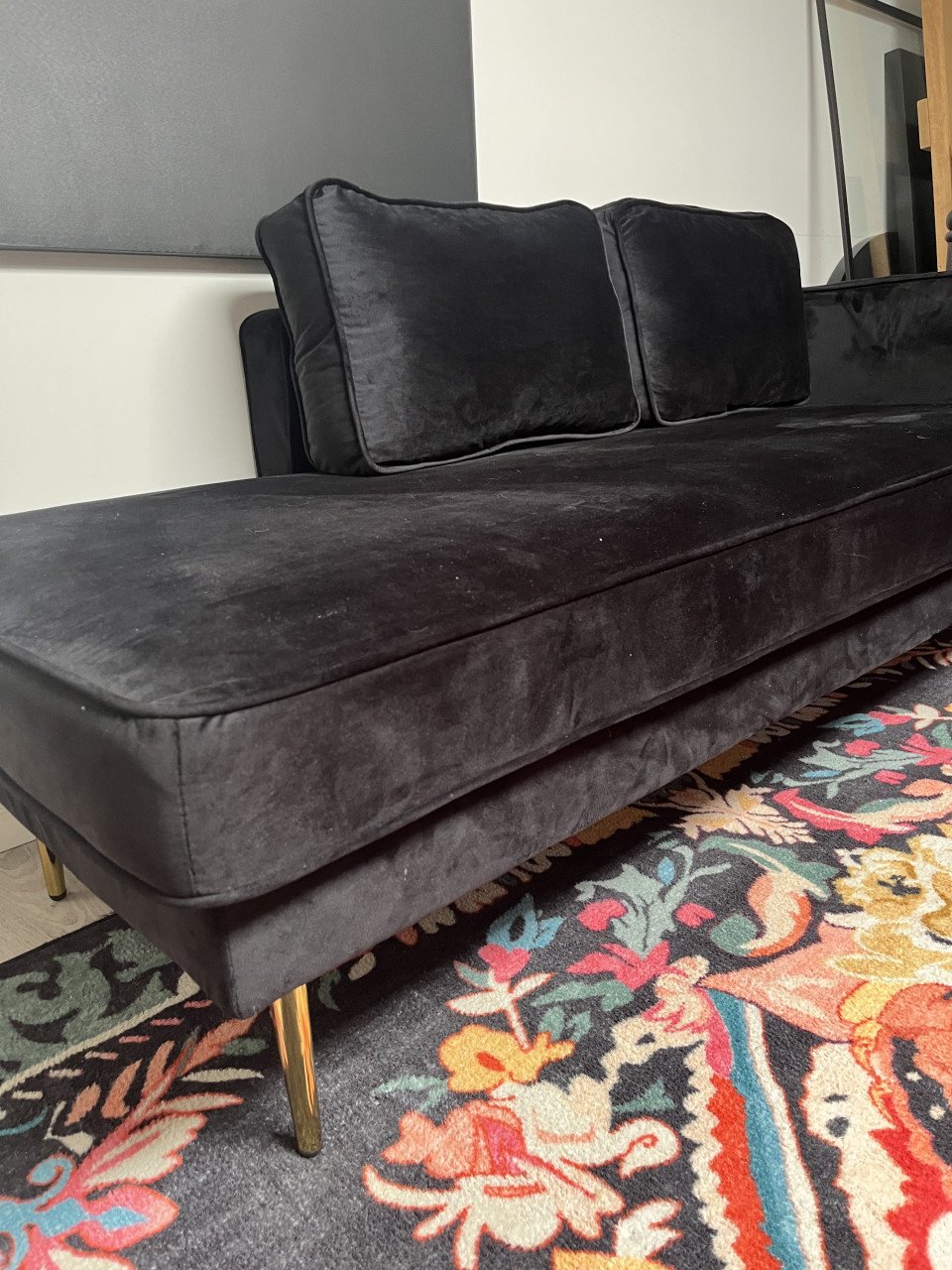 Chaise longue zwart fluweel