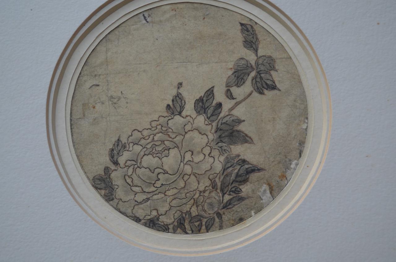 Schitterende oude Japanse tekeningen in passe-partout (3)