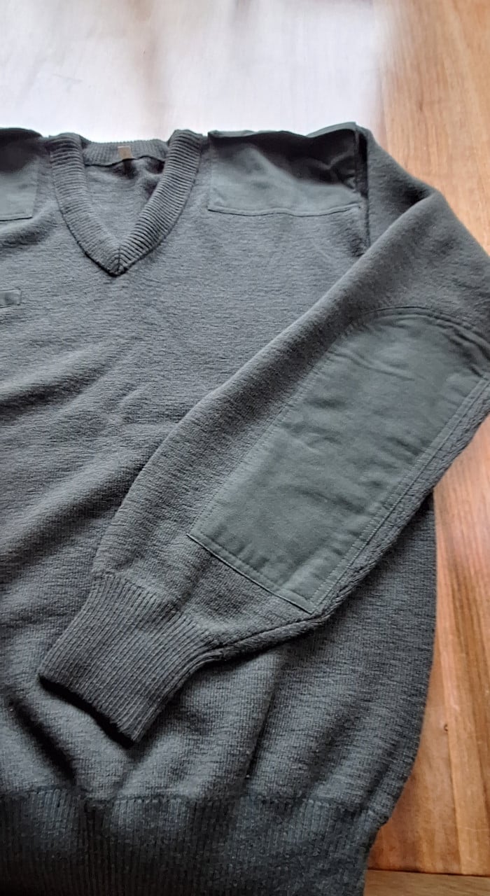 100% Wollen Heren trui, groen Maat M jagerskleding, militaire kleding