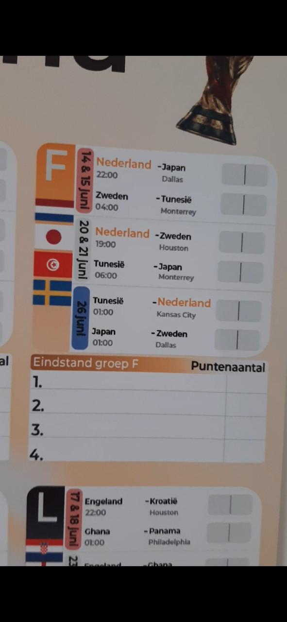 Poster Speelschema WK2026