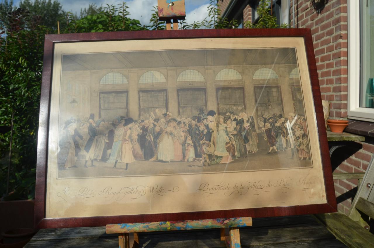 Franse gravure/ets 'The Palais Royal Gallery's Walk' 1787