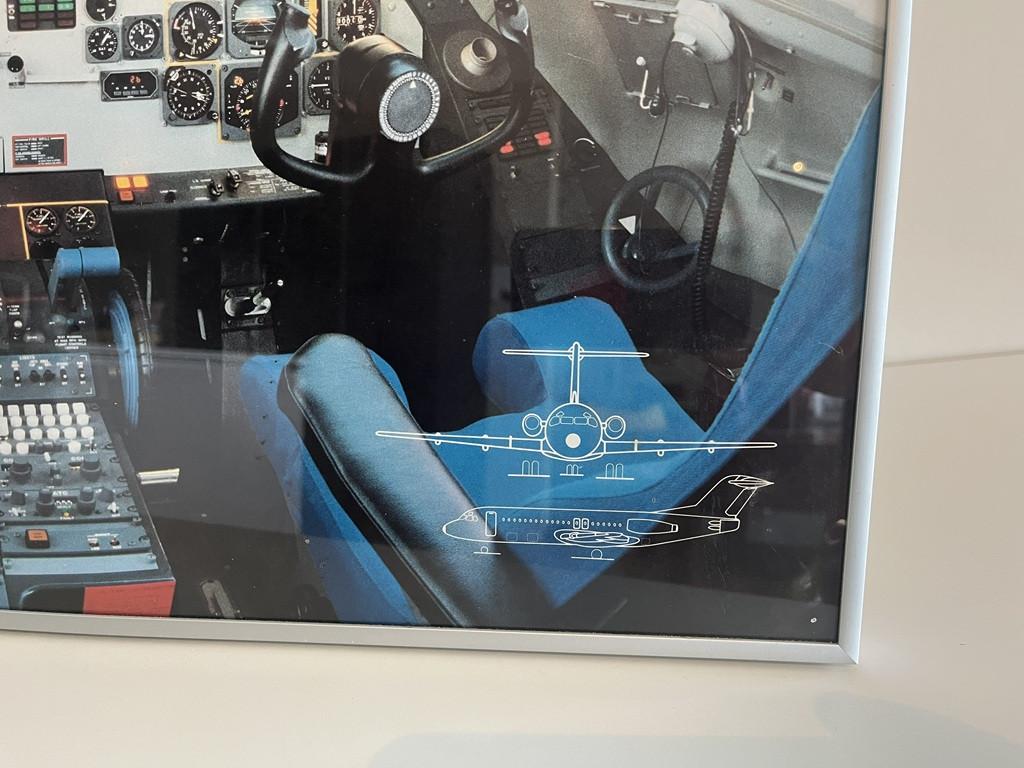 Ingelijste poster cockpit F28 Fokker friendship