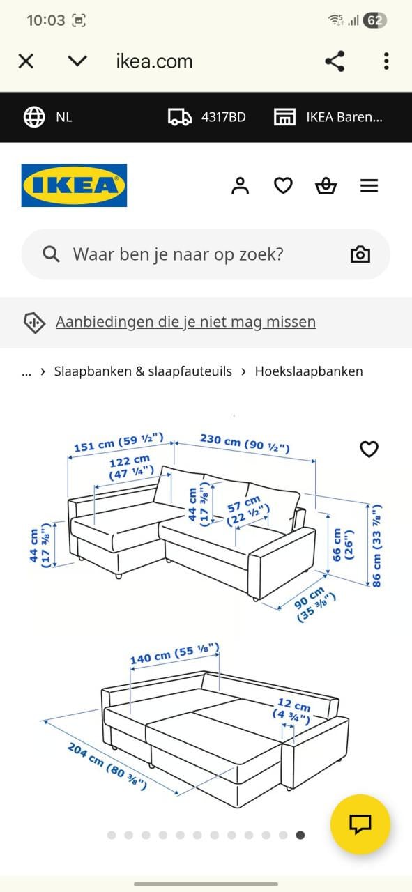 Ikea slaapbank / hoekbank