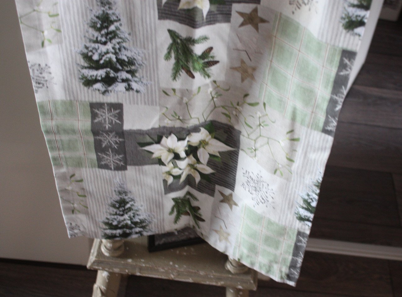 Stoffen tafelloper met kerstprint