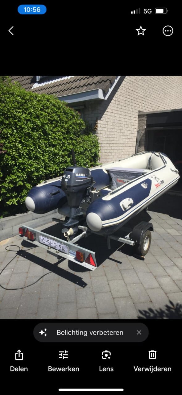 Rubber Boot Honwave 3.50 met yamaha 8pk en trailer met veel extra's