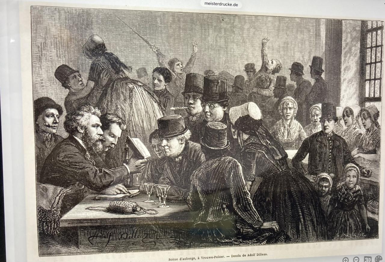 Adolf Dillens gravure café-scène ringrijders