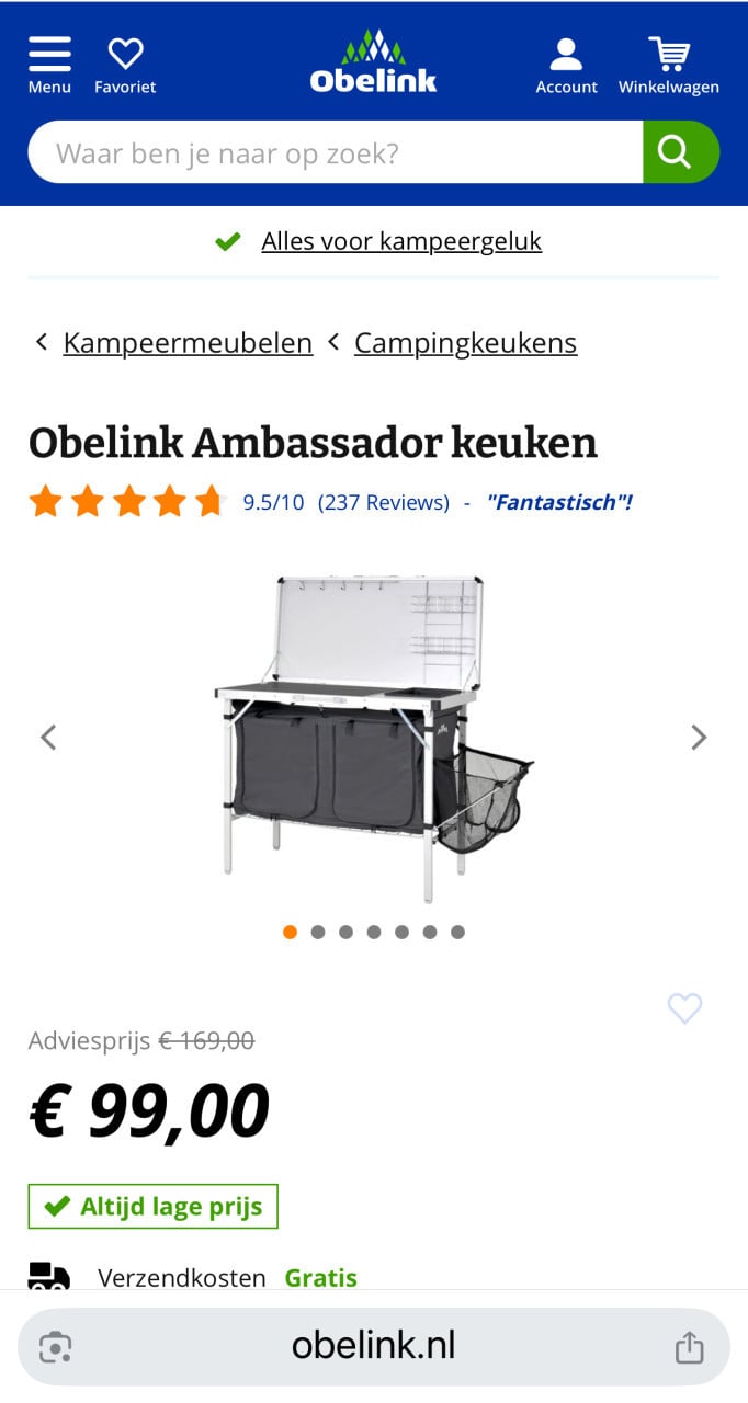 Kampeer keuken van het merk base camp nieuwprijs €99,-