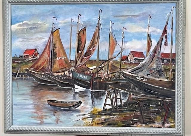 Meerman scheeps werf  60 x 80 olieverf  Jac Caljouw  Arnemuiden