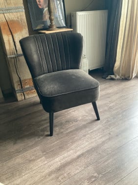 Zgan antracietkleurige velvet fauteuil