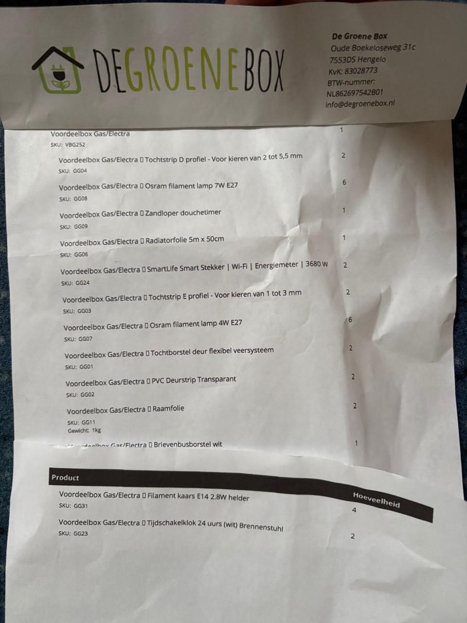 Voordeelbox gas / electra a 250 euro