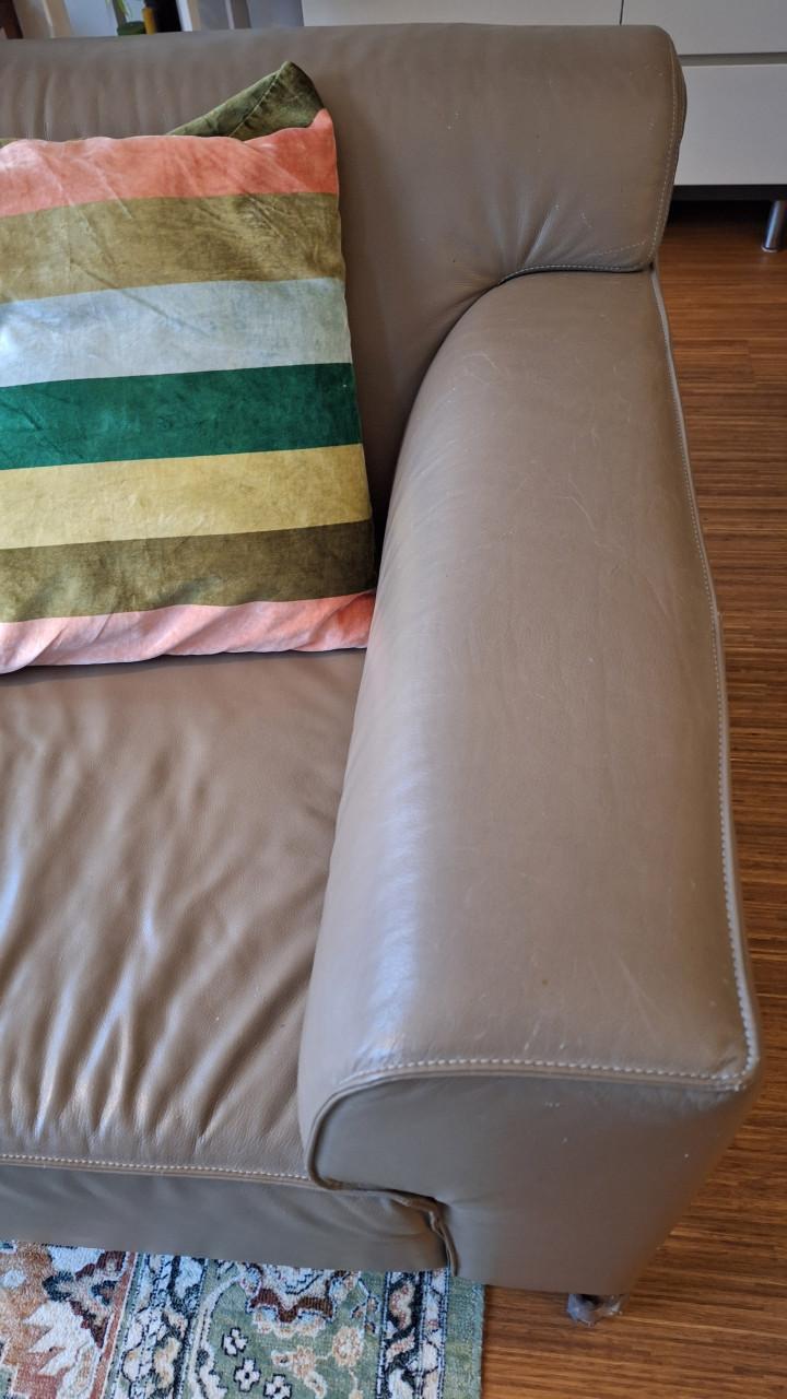 Montel 3-zit lederen bank met voetenbank