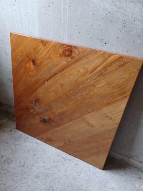 T.k.a. Eettafel Blad Tropisch Zwaar hout met 4 stalen poten