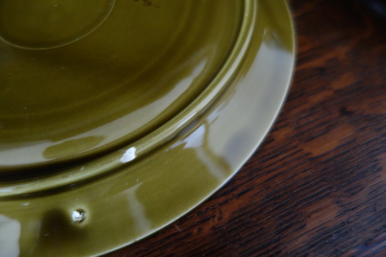 Jaren 70 SARREGUEMINES Franse vintage BARBOTINE majolica fondueborden