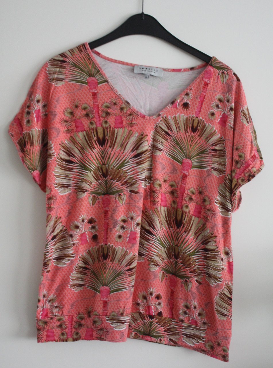 Shirt roze met bomen print maat 44