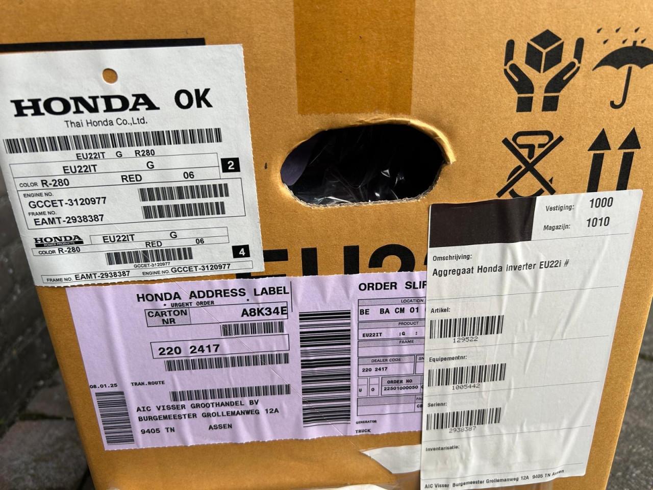 Inverter aggregaat Honda EU22i nieuw in doos