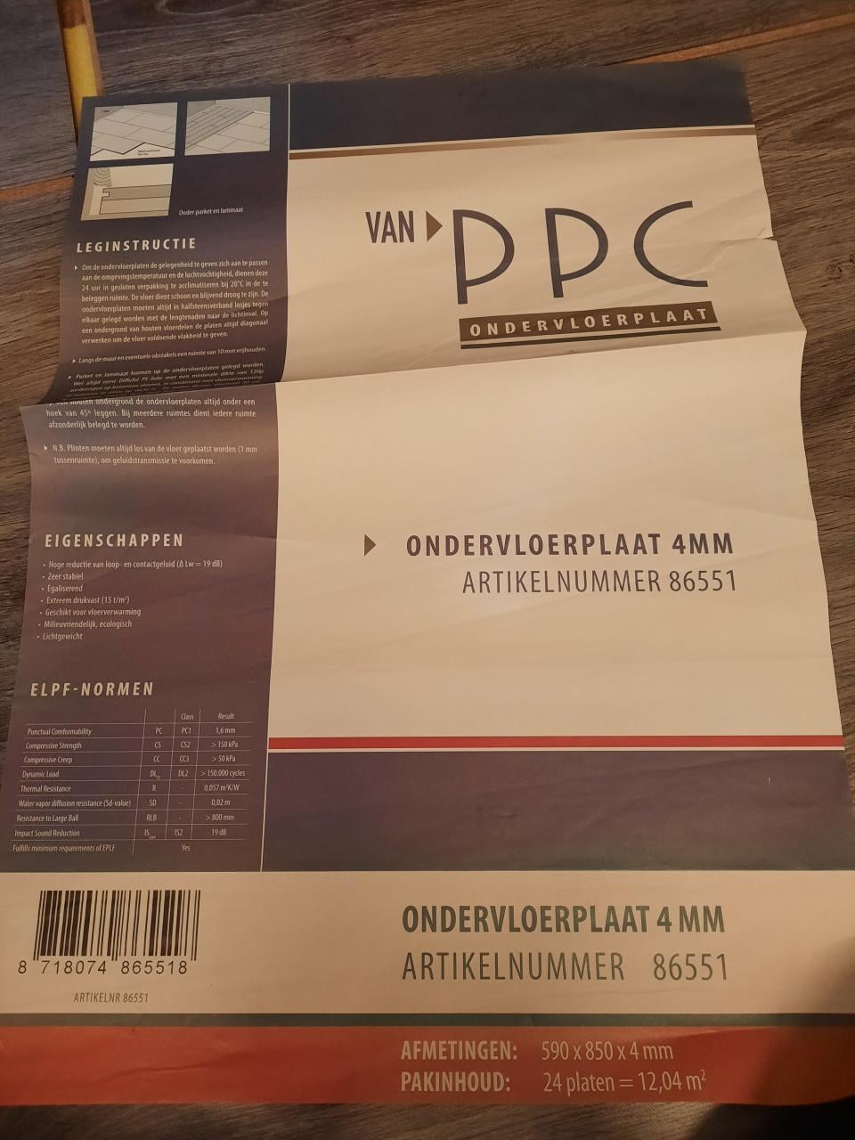 Gratis ondervloer restant.