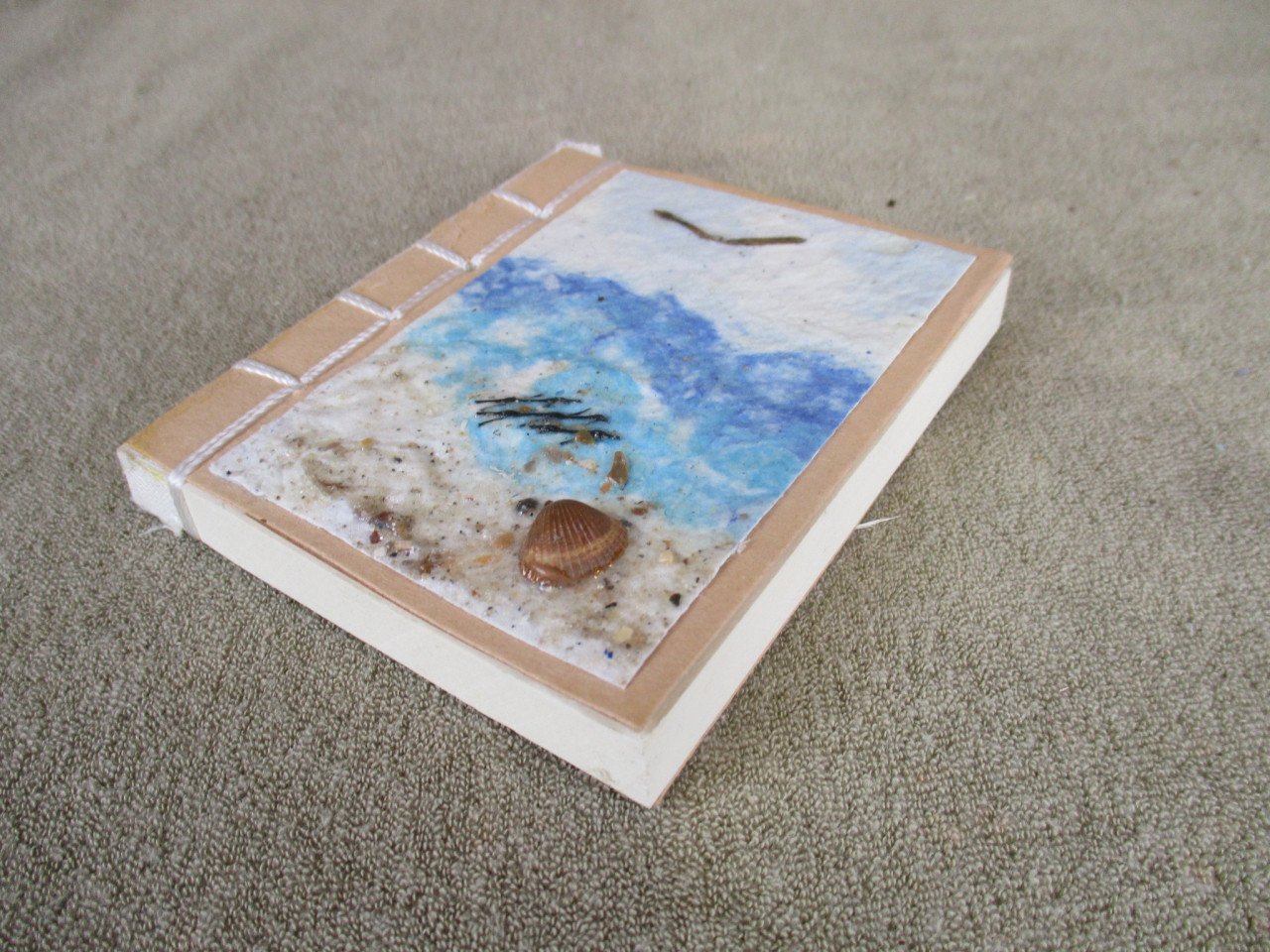 Kleine notitieboekjes handgeschept papier met strand thema, 10 stuks