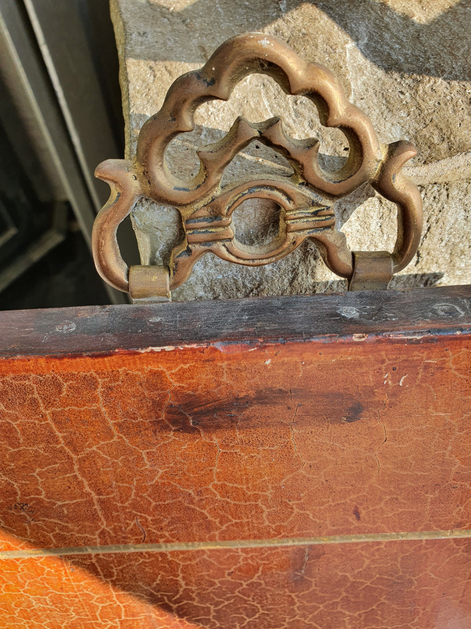 Prachtige antieke chinese houten plank, handgeschilderd in mooie staat...
