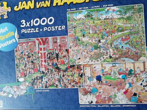 JAN VAN HAASTEREN 3 X 1000 PUZZLE CRAZY CASINO,HET PARK, BILJARTEN