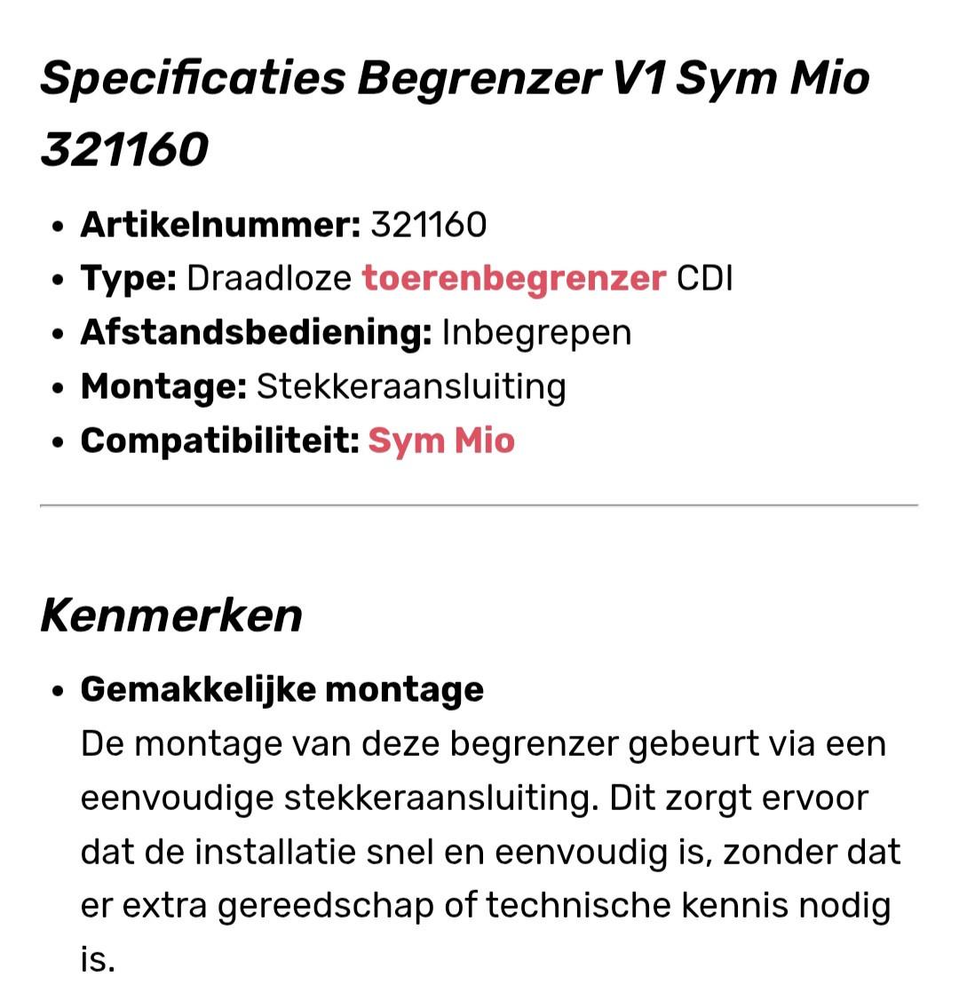 Scooter sym mio cdi met afstandbediening