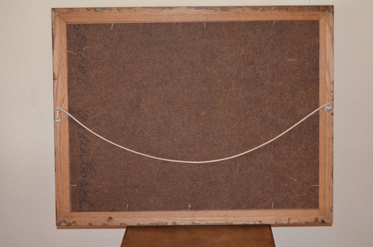 Primitief schilderij School Oudenbosch gesig. E Vonk