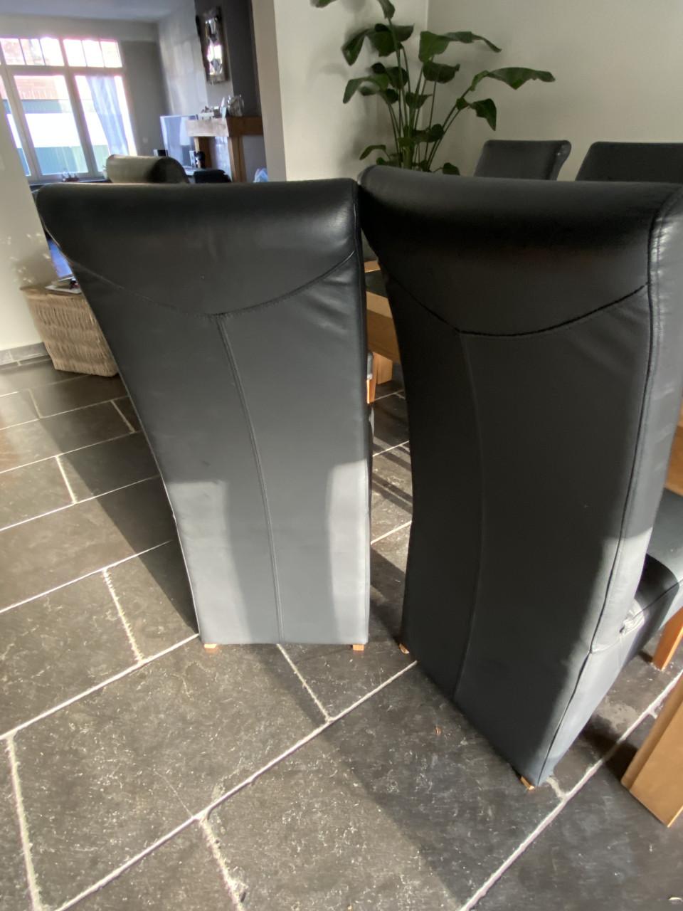 Tafel met 6 lederen stoelen