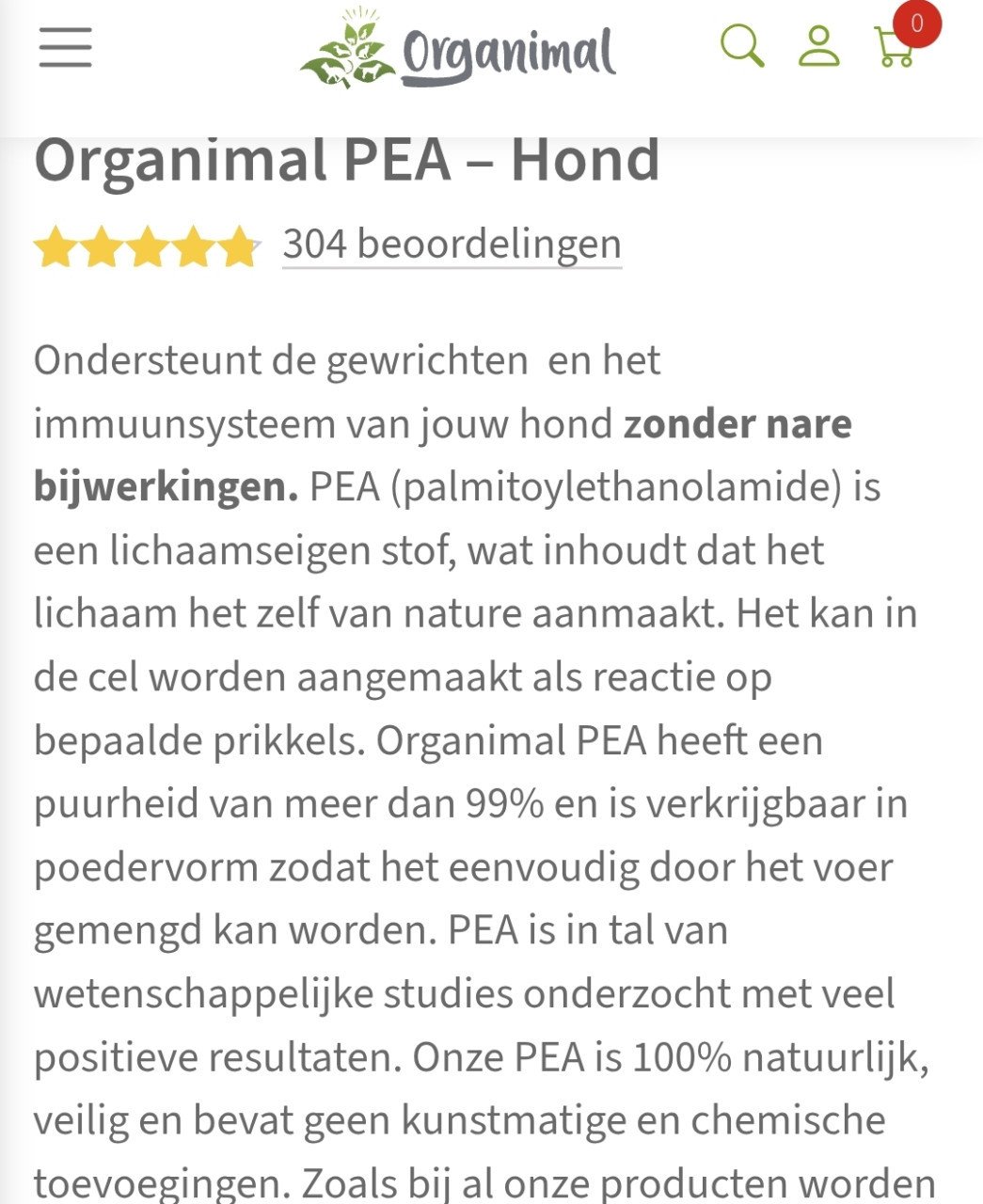 Organimal voor de hond