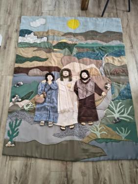 Uniek handgemaakt wandkleed de drie wijzen, Bijbels wanddoek