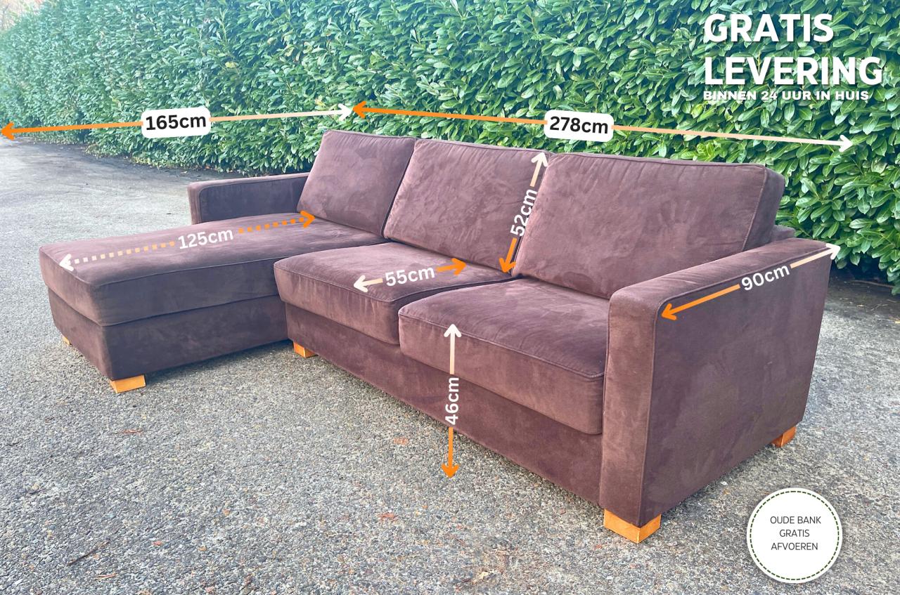 GRATIS LEVERING HEEL NL Bruin Montel Stoffen Hoekbank