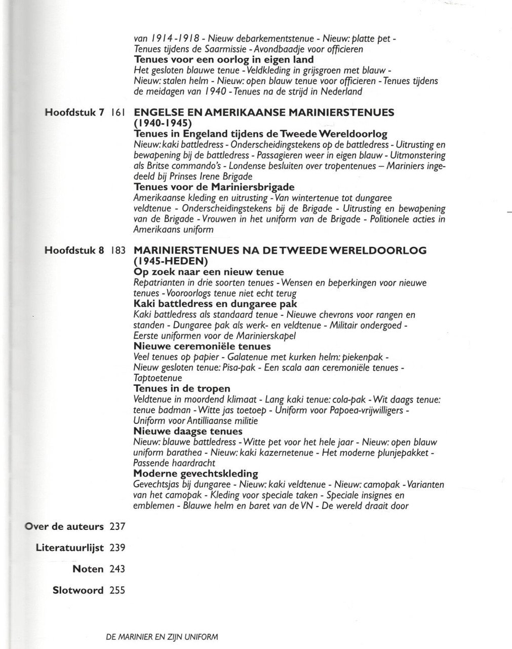 De marinier en zijn uniform