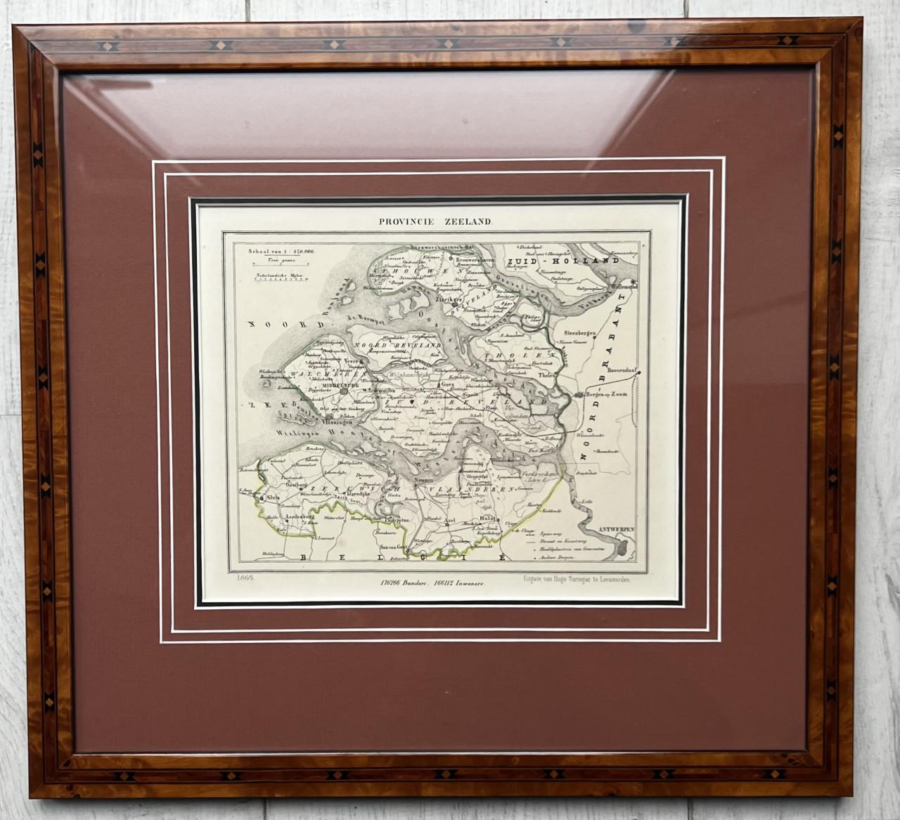 Historische kaart Zeeland, cartografie 1865