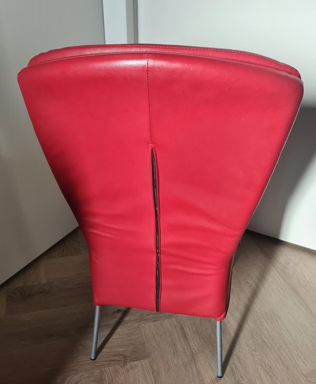 4 eetkamerstoelen rood leer
