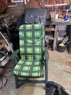 Te koop 4 groene Hartman tuinstoelen en kussens
