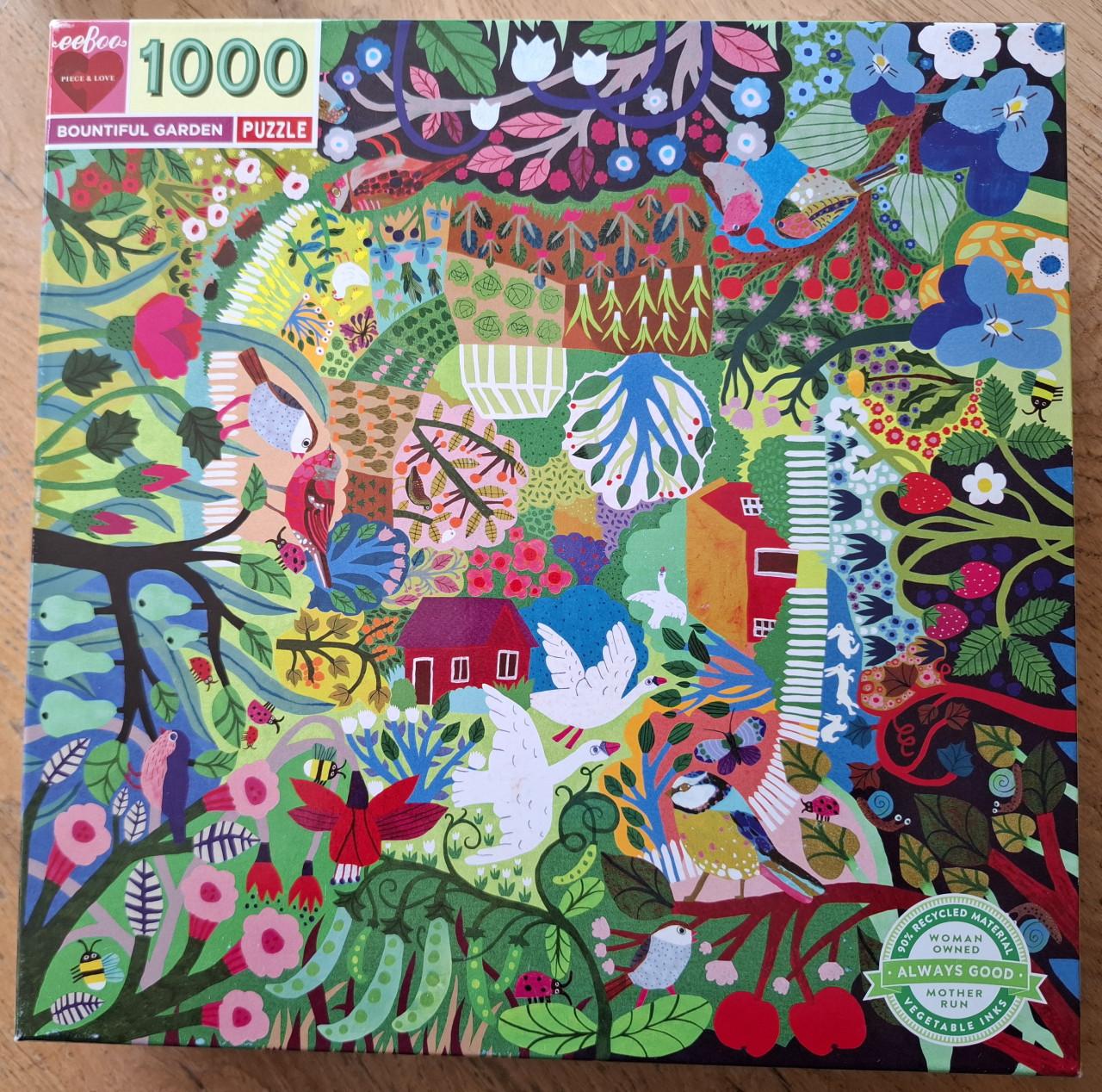Legpuzzel Bountiful Garden en Poppy Bunny, 1000 st. z.g.a.n. Mooie puzzels