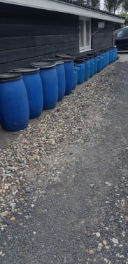 Gebruikte blauwe voertonnen, inhoud 60 liter