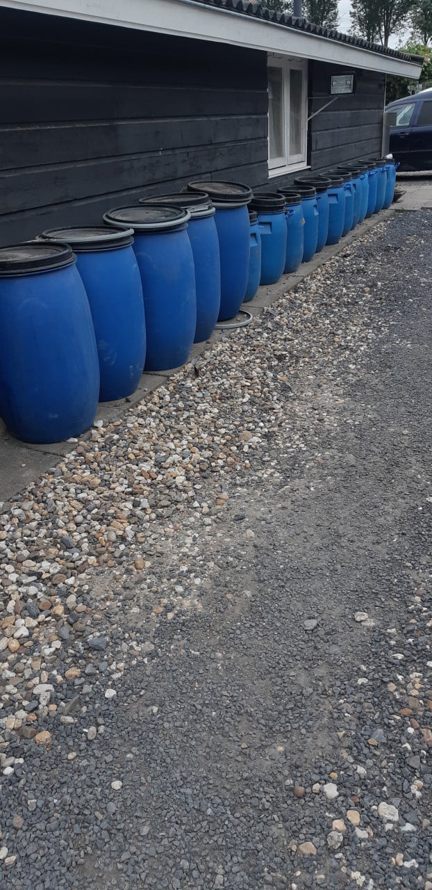 Gebruikte blauwe voertonnen, inhoud 60 liter