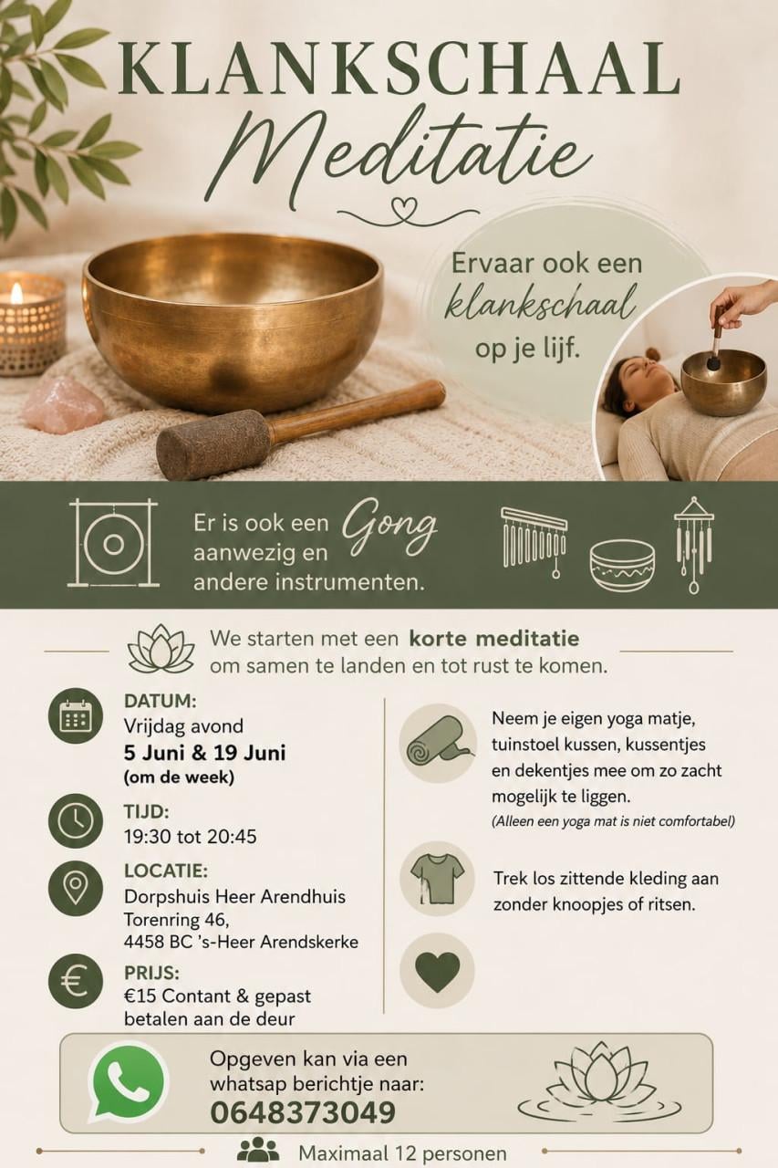 Klankschaal sessies met schaal op je lijf + meditatie