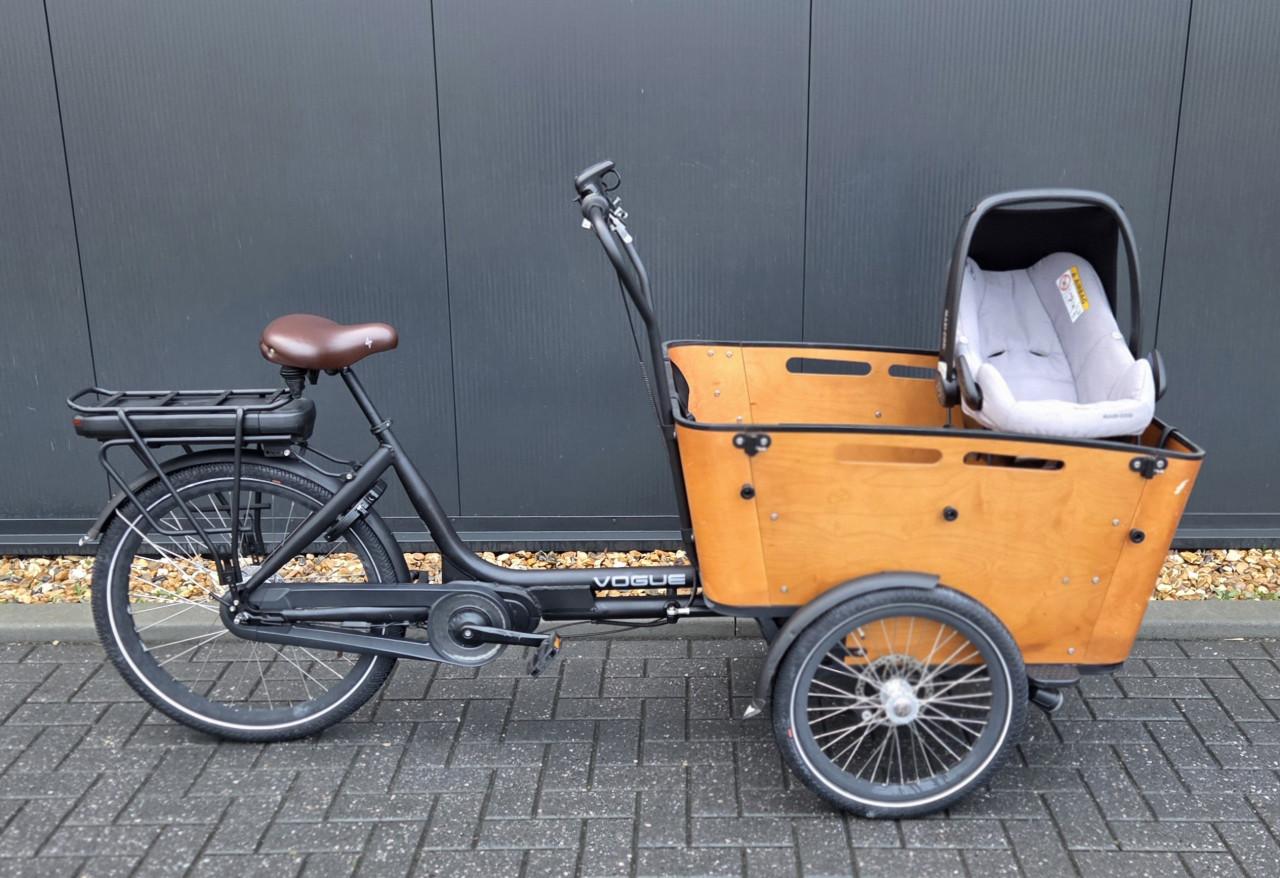 Mooie nette VOGUE Carry 3 3052km  elektrische bakfiets Zwart/Bruin