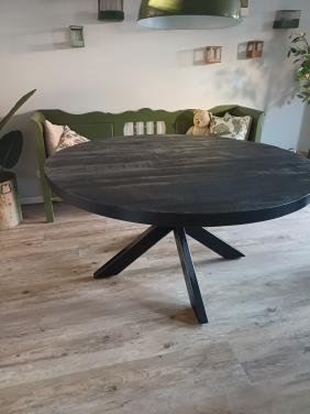 Zwarte ronde eettafel
