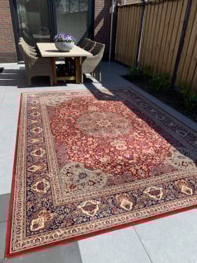 ✨Schitterend Sfeervol Vintage Vloerkleed Louis de Poortere✨Rood/Zacht Groen