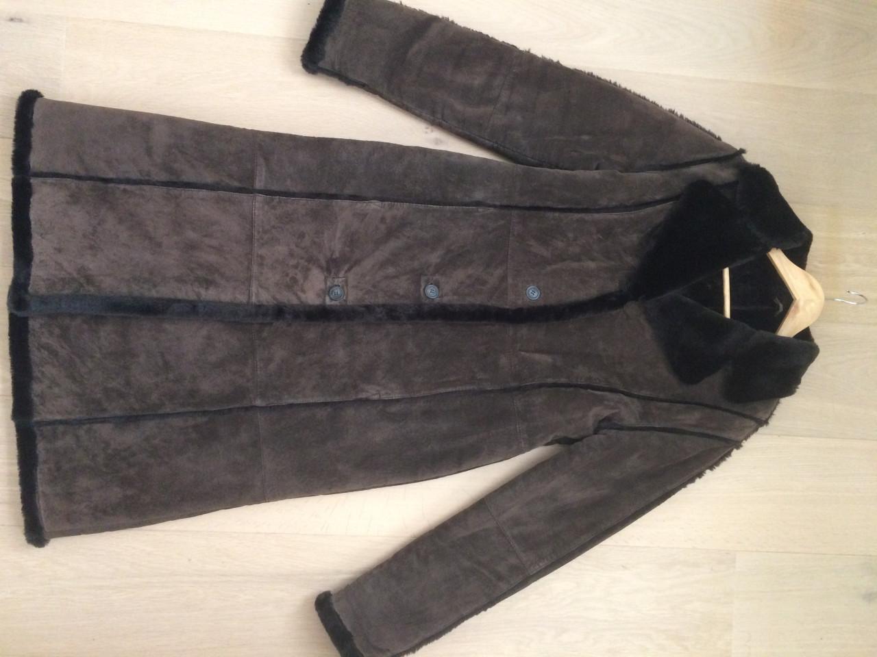 Mooie suede leren jas gevoerd vintage mid-century bruin maat 40