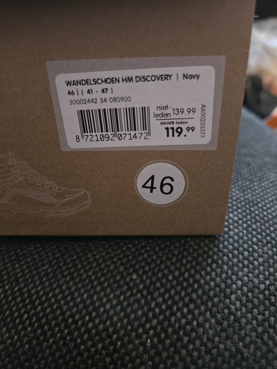 Wandelschoenen, Hoog model, Human nature, maat 46,Kleur Navy. Nieuw