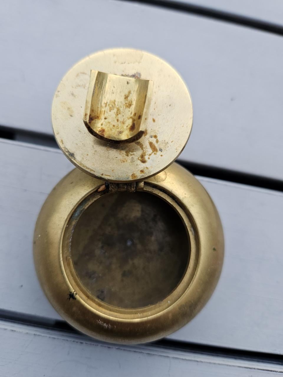 Vintage mooie messing zakasbak met deksel
