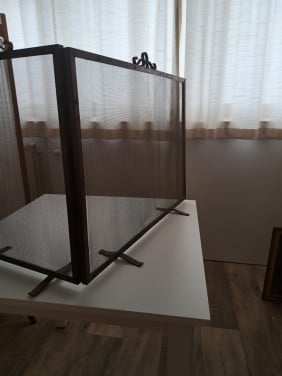 Openhaardscherm en blaasbalg