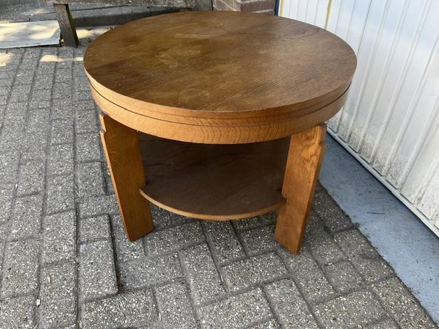 Bijzettafel rond eikenhout Amsterdamse school Art Deco