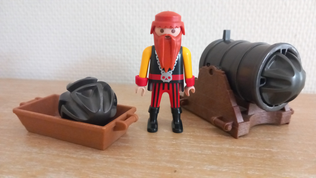 Playmobil soldaat met kanon en kogelvoorraad